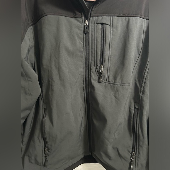 Free Country Mens Knit Fleece Jacket Black Full Zip Quilted Overlay Size XXL - Picture 6 of 10